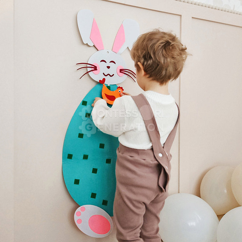 Fidtoy Jouet d'activité mural en feutre Lapin pour enfants 1+ Décoration de Pâques