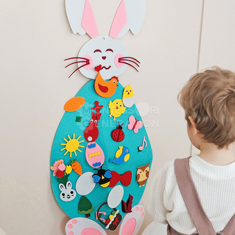 Fidtoy Jouet d'activité mural en feutre Lapin pour enfants 1+ Décoration de Pâques