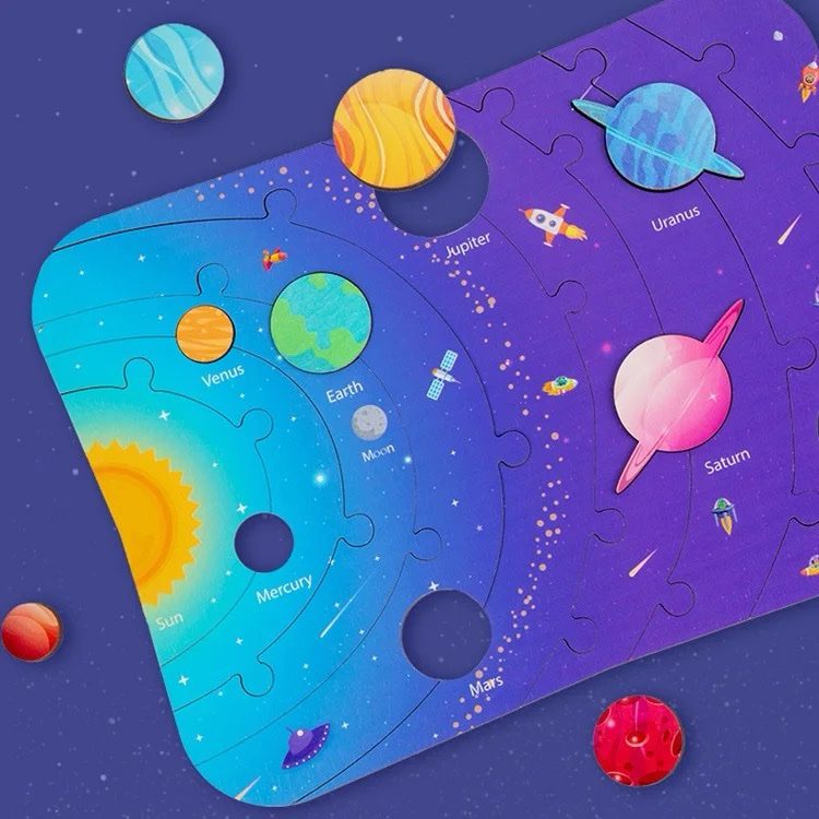 STEM Educational Solar System Puzzle – Learn Planet Order and Spatial Awareness Through Play