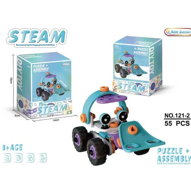 Soft Rubber Puzzle Assembly Cartoon Car | 55 Pcs