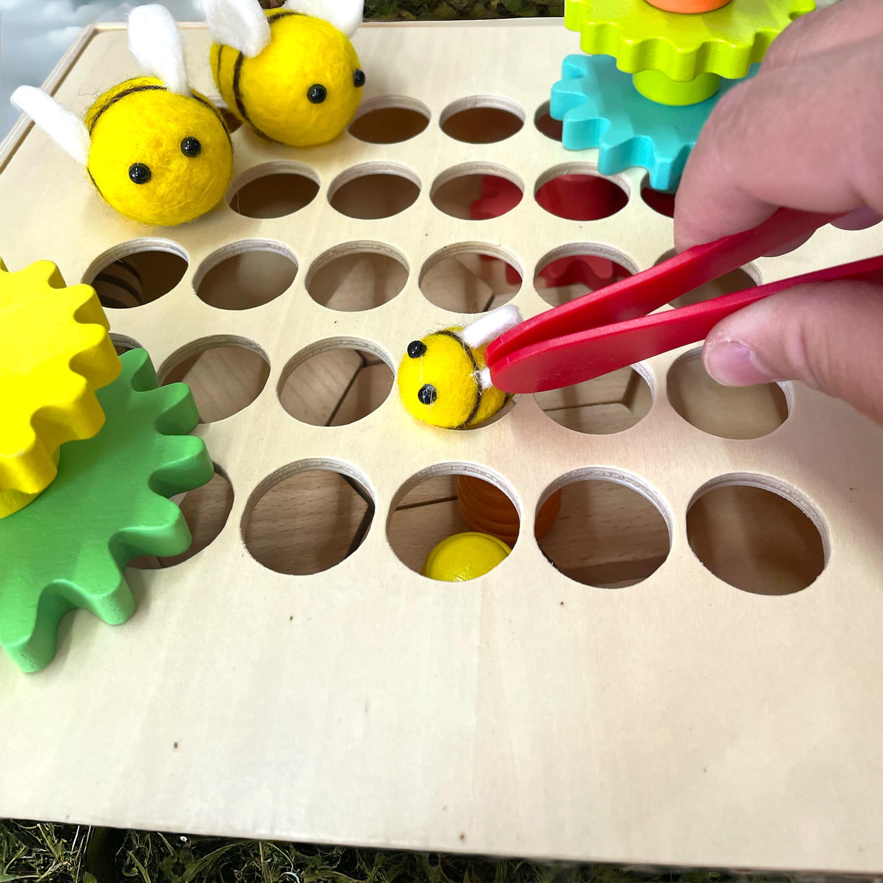 Beehive Bee Flower Cog Loose Parts Tray Sensory play Bundle