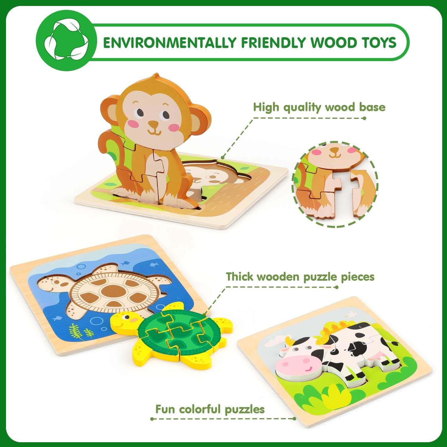 8 Pack Wooden Puzzles