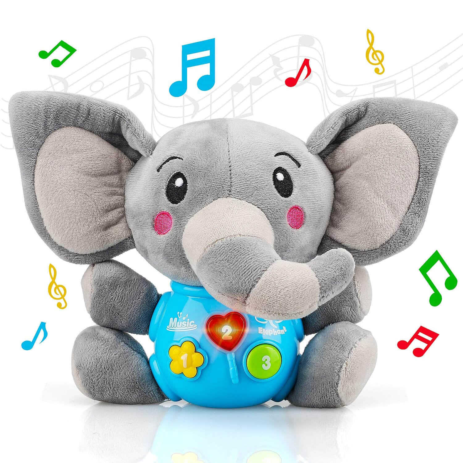 Fidtoy Musical Elephant Plush Baby Toy with Lights and Sounds