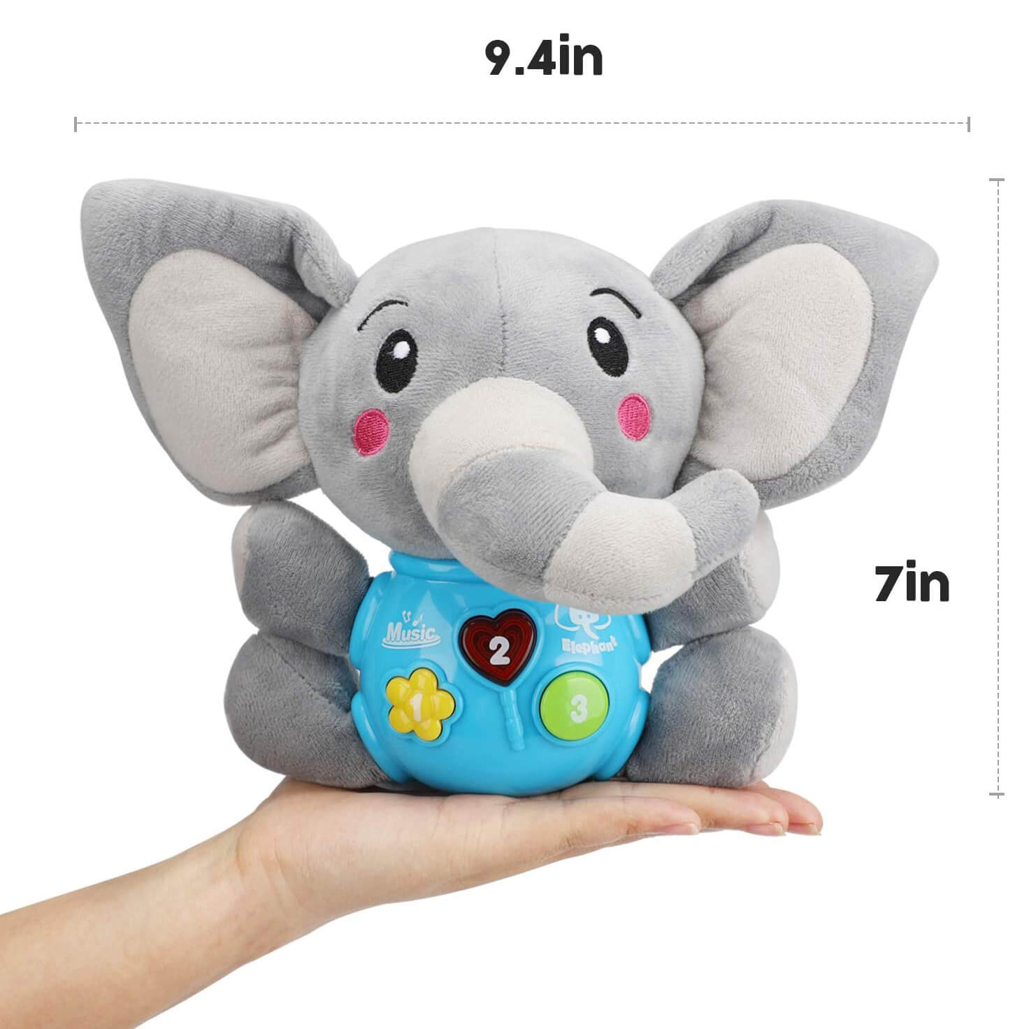 Fidtoy Musical Elephant Plush Baby Toy with Lights and Sounds