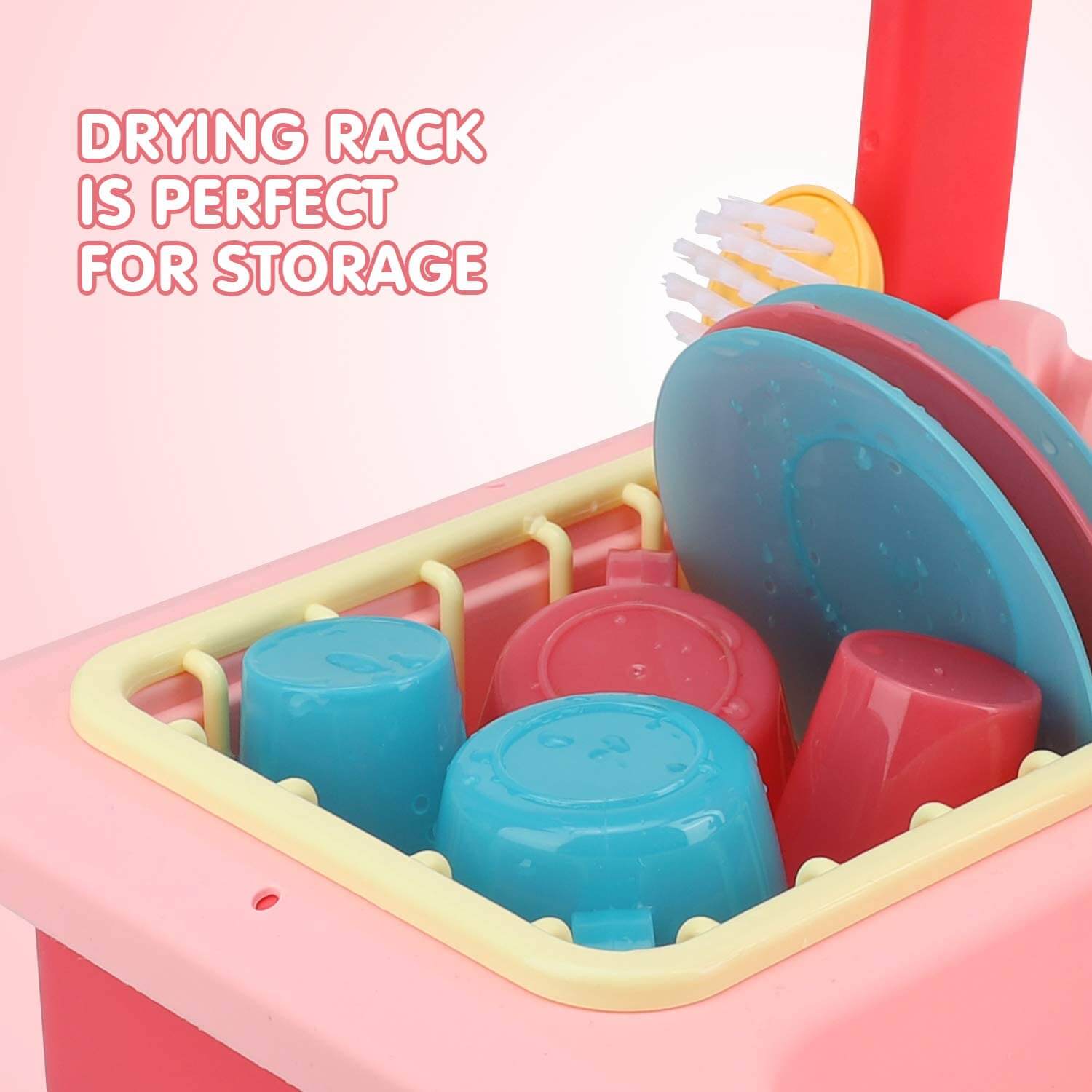 Fidtoy Play Kitchen Sink Toy with Faucet and Accessories for Kids