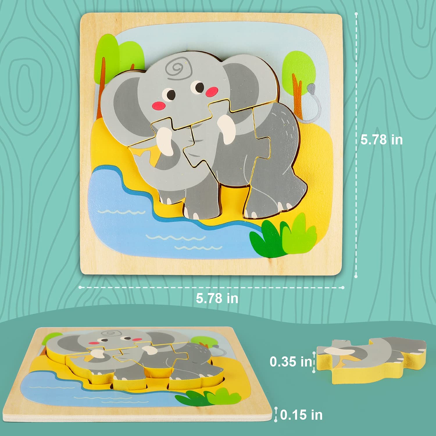 4 Pack Wooden Puzzles for Toddlers