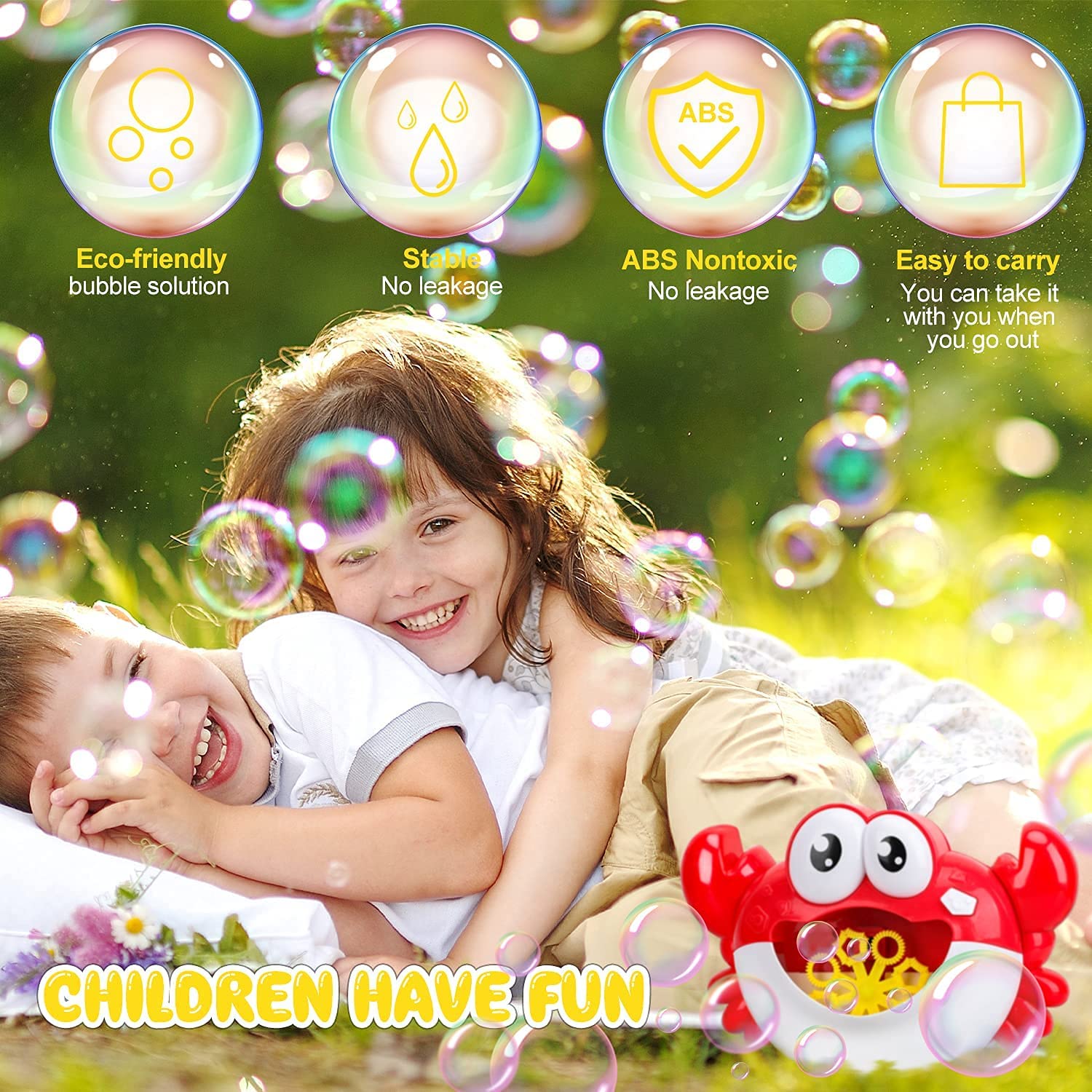 Fidtoy Whale & Crab Bubble Bath Toy for Kids with Music and Bubbles