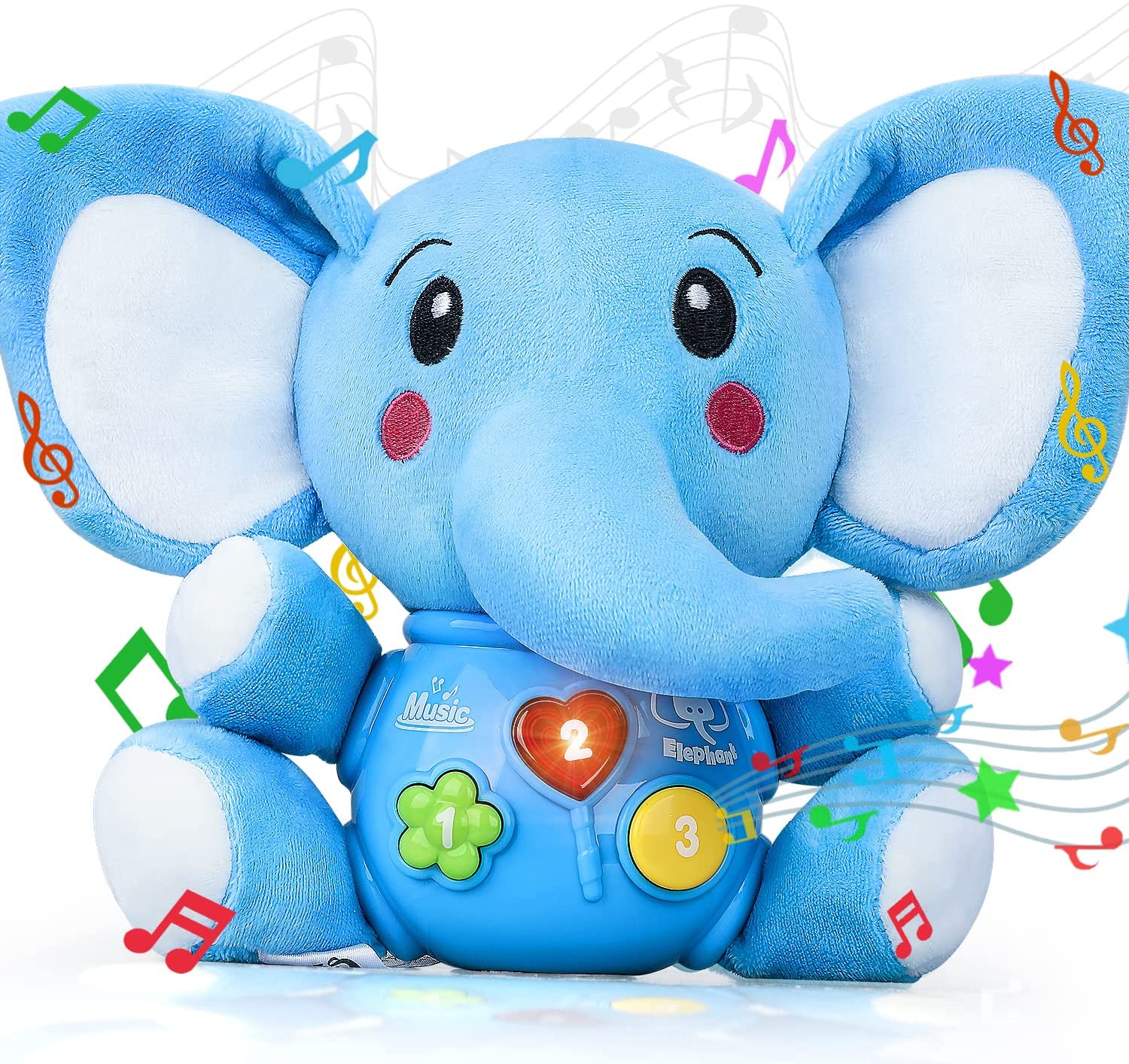 Fidtoy Musical Elephant Plush Baby Toy with Lights and Sounds