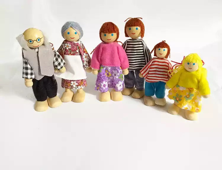 Wooden Role-Play Doll Family- Open ended wooden toys