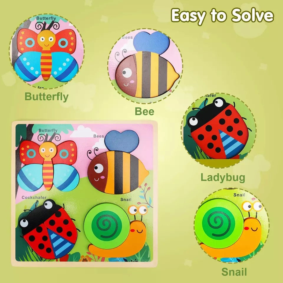 Wooden Large Building Puzzle Set Of 4 - Fine Motor Skills Toys