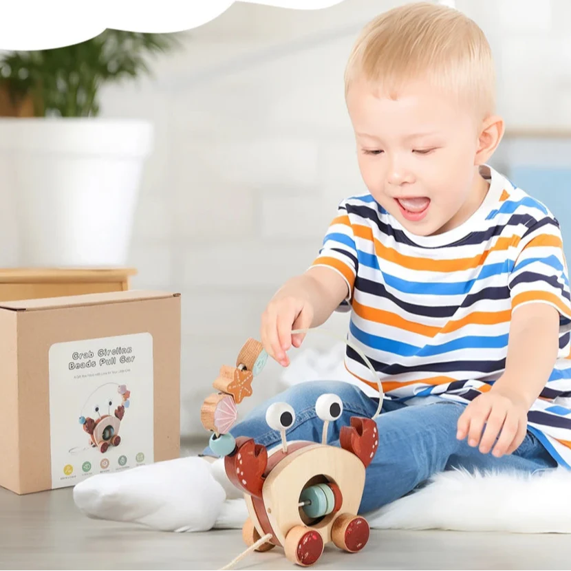 Crab Pull Toy™ – Spelen & Leren – Houten Krab