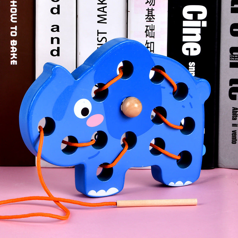 Wooden Animal Threading Rope Game - Fine Motor Skills Toys