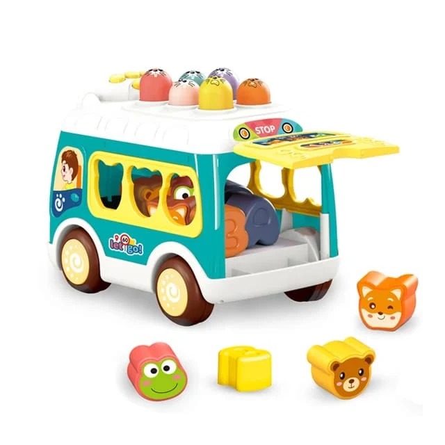 Multi functional Shapes Sorter Musical Whack A Mole Bus - 922