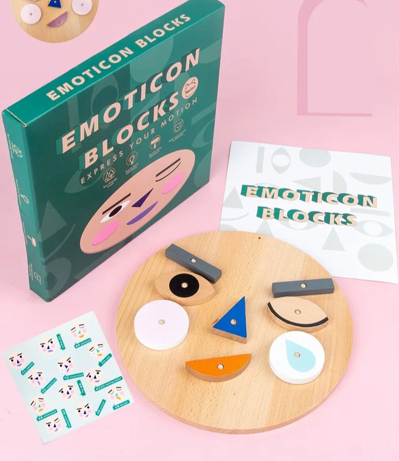 Wooden Emoji Game - Emoticon Blocks Speech therapy toys