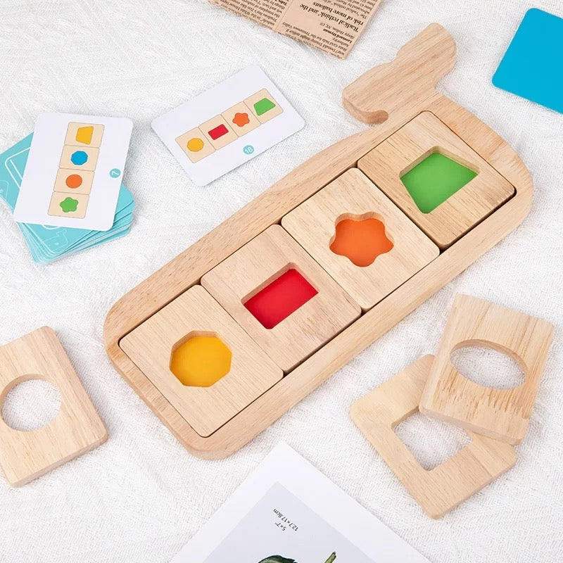 Wooden Whale Shape Colour Match Game-Mathematics toys
