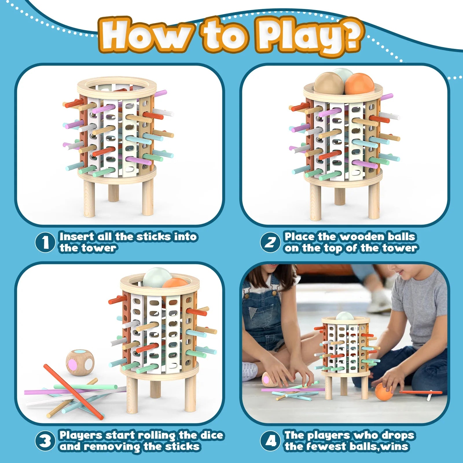 Balance Tower™ – Stapel & Tel – Houten Denkspel