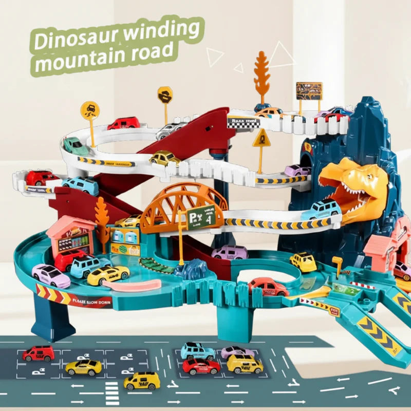 JurassicRun – Robuste et Éducatif – Circuit de Course Dinosaures avec Voitures