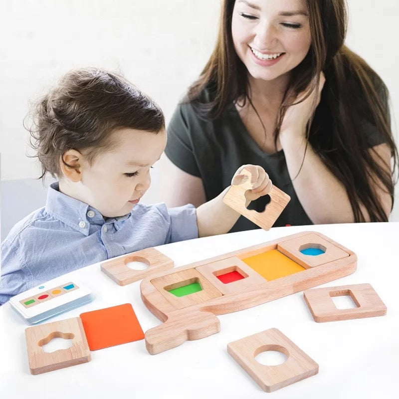 Wooden Whale Shape Colour Match Game-Mathematics toys