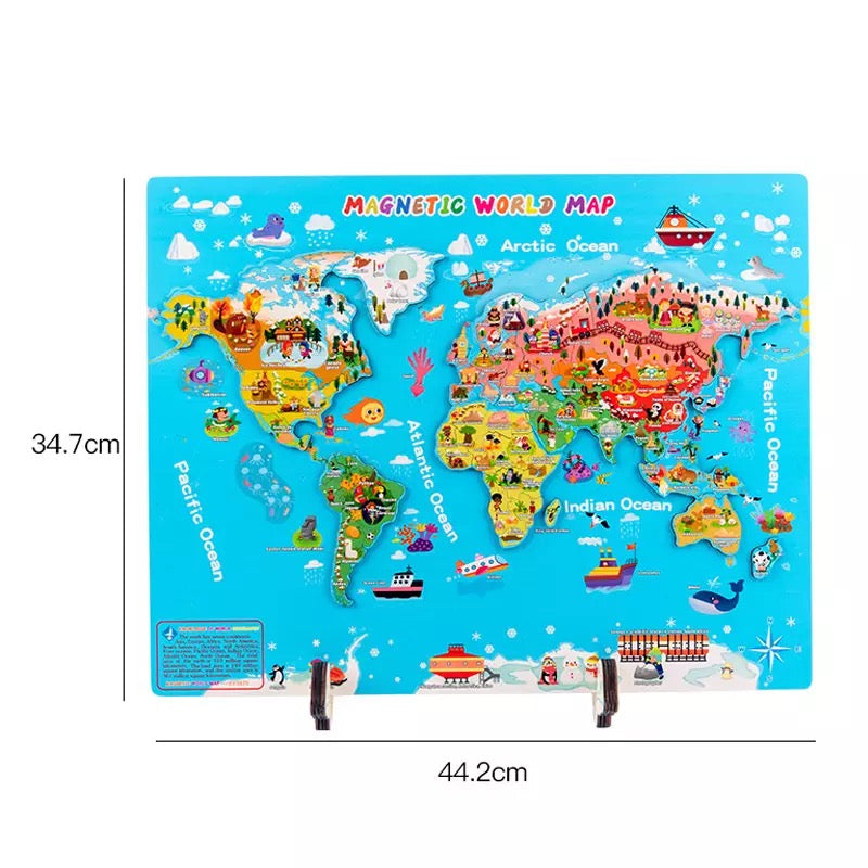 Wooden Magnetic World Map Puzzle- Mathematics toys