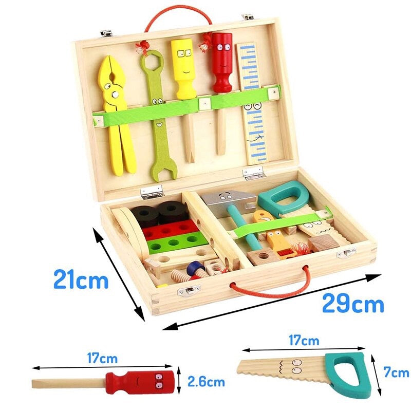 34 PCS Wooden Tool Box - Best Open Ended Toys