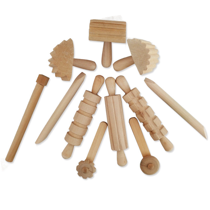 12 Wooden Rolling Pins - Fine motor skills toys