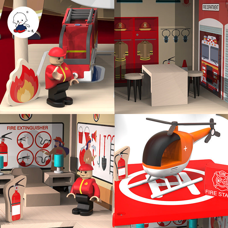 Wooden Fire Station Role Play - Open Ended Play Toys