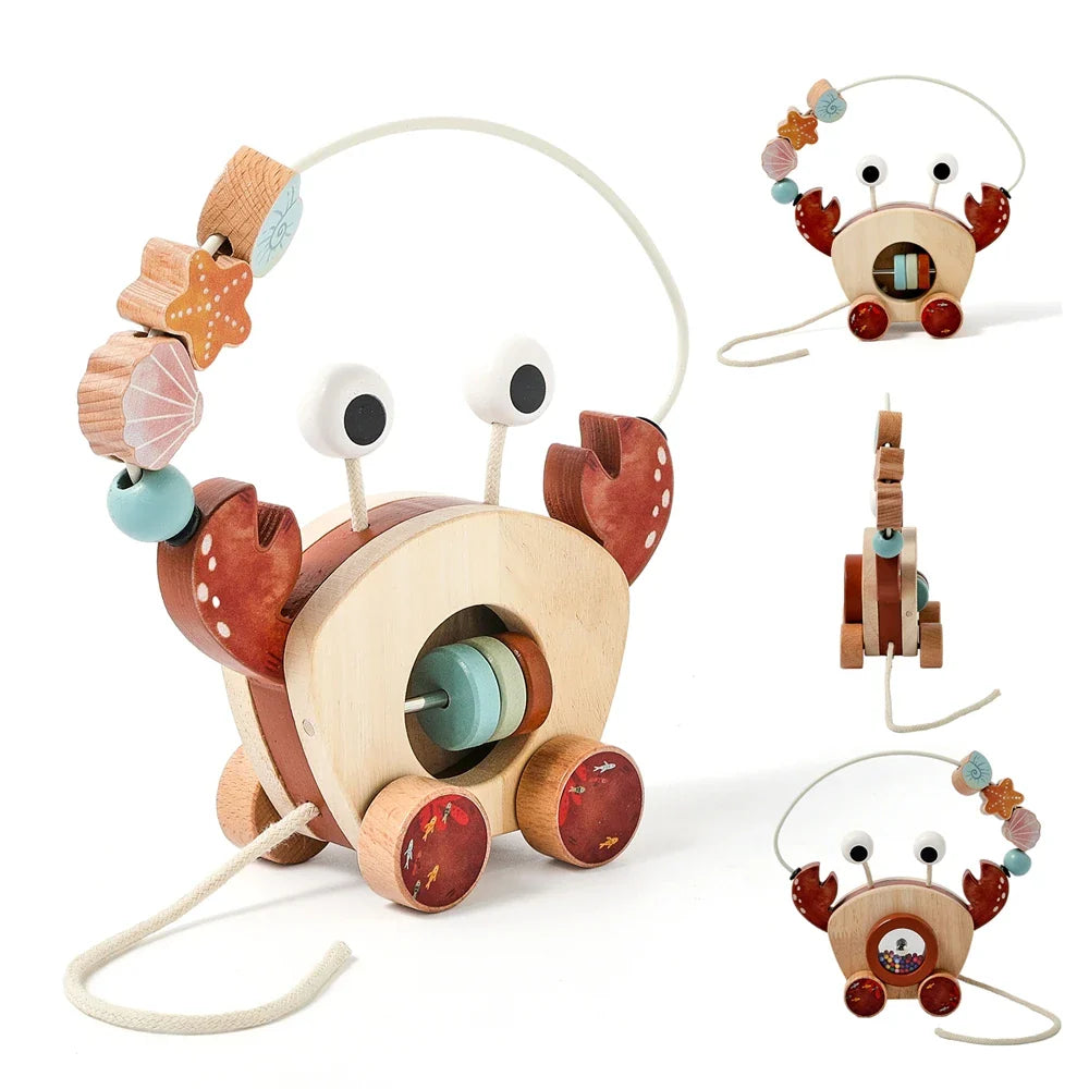 Crab Pull Toy™ – Spelen & Leren – Houten Krab