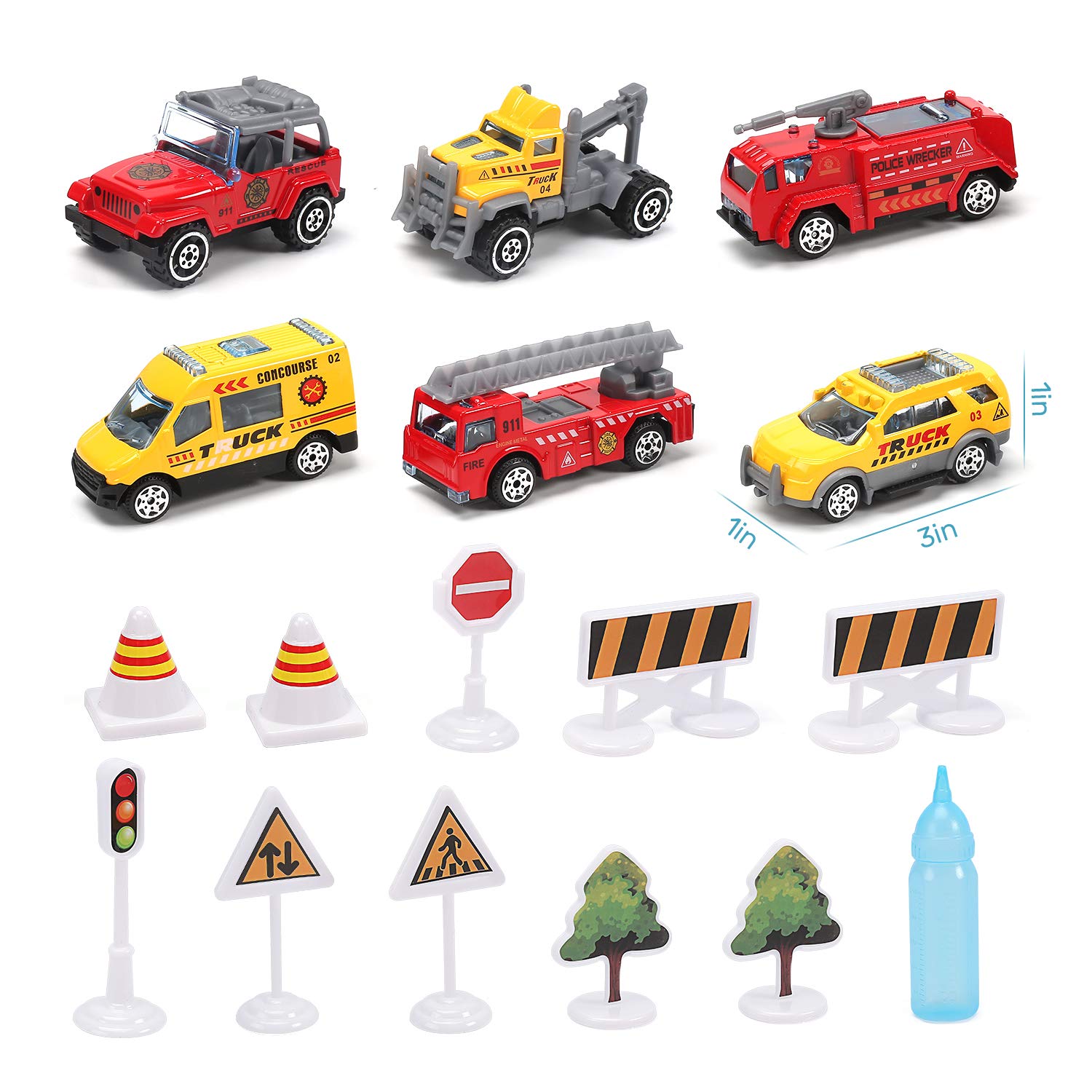 CUTE STONE Toy Airplanes, Toy Airplane with Smoke, Lights & Sounds, Friction Powered Plane Toy with Mini Cars for Kids