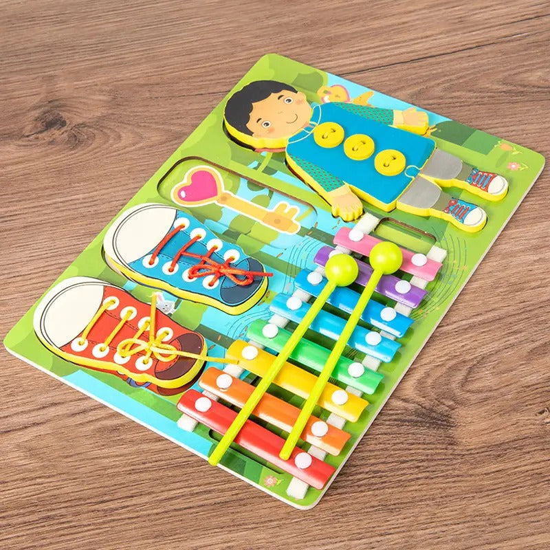 Wooden Xylophone and Threading Activity Board