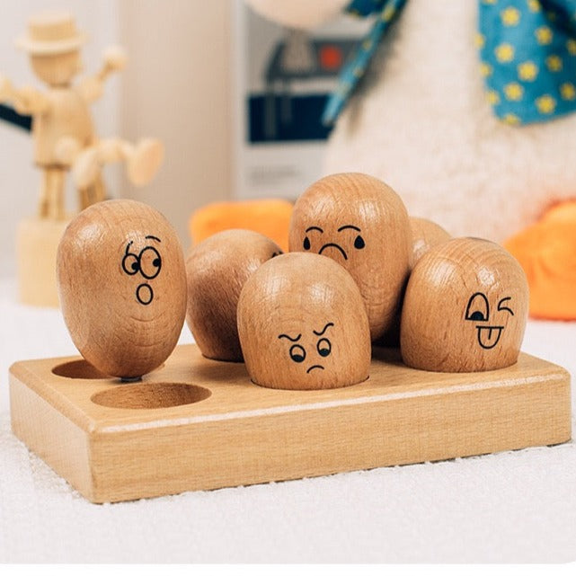 Wooden Emoji Egg - Open Ended Toys