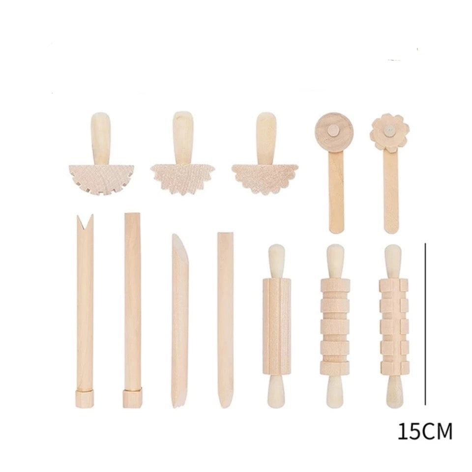 12 Wooden Rolling Pins - Fine motor skills toys