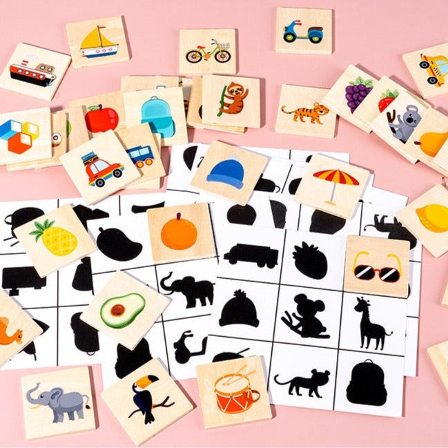 Wooden Find the Shadow Matched Images Game - Mathematics toys