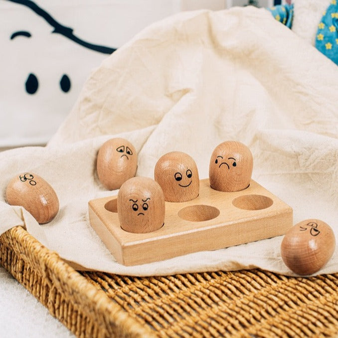 Wooden Emoji Egg - Open Ended Toys