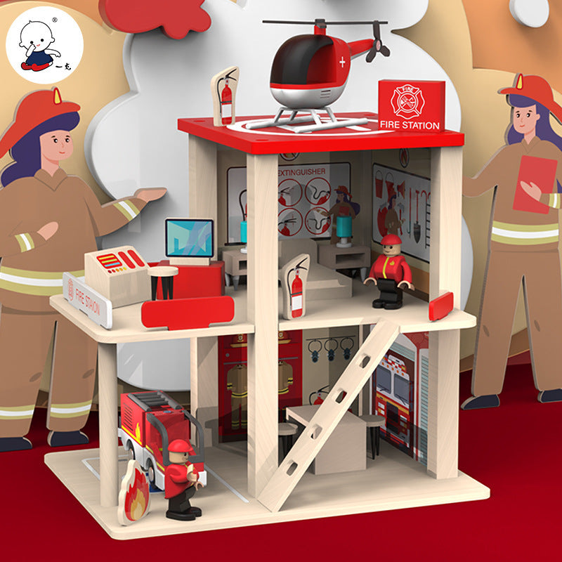 Wooden Fire Station Role Play - Open Ended Play Toys