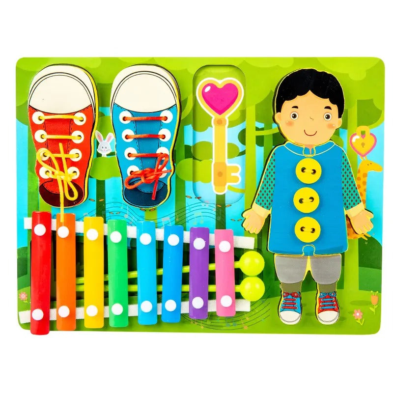 Wooden Xylophone and Threading Activity Board