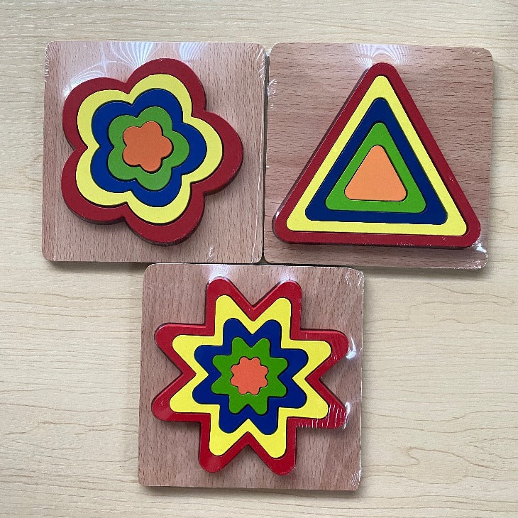 Wooden Shape Puzzles set of 3 - Best Wooden Open Ended Toys