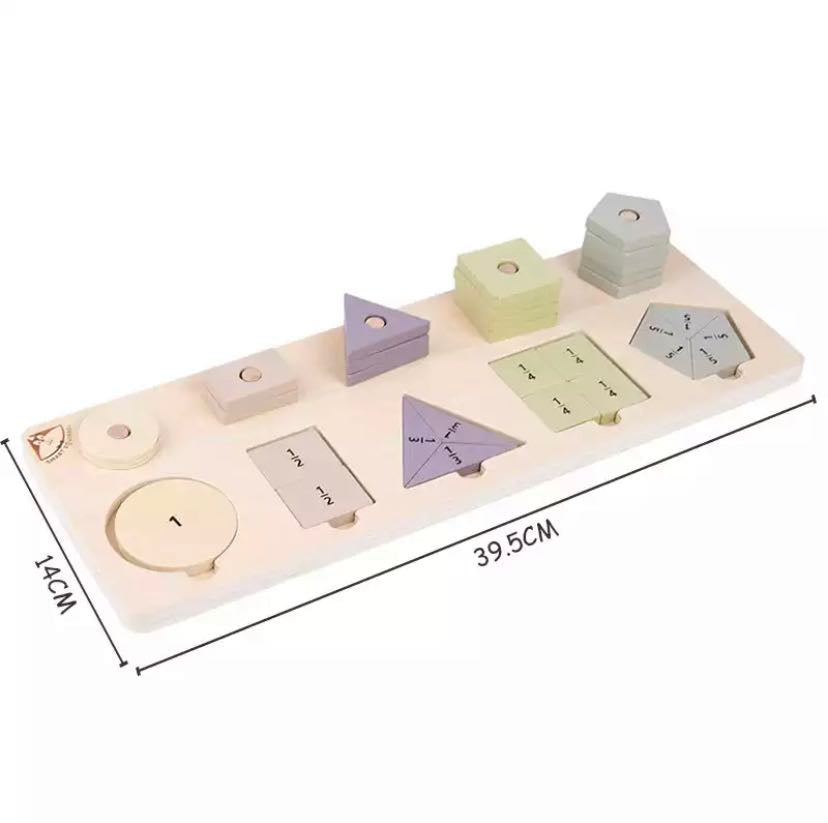 Wooden Shape Counting and Fraction Board- Mathematics toys