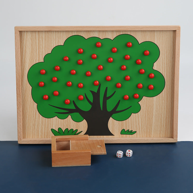 Juego de conteo de manzanas de madera Montessori - Juguetes educativos de matemáticas