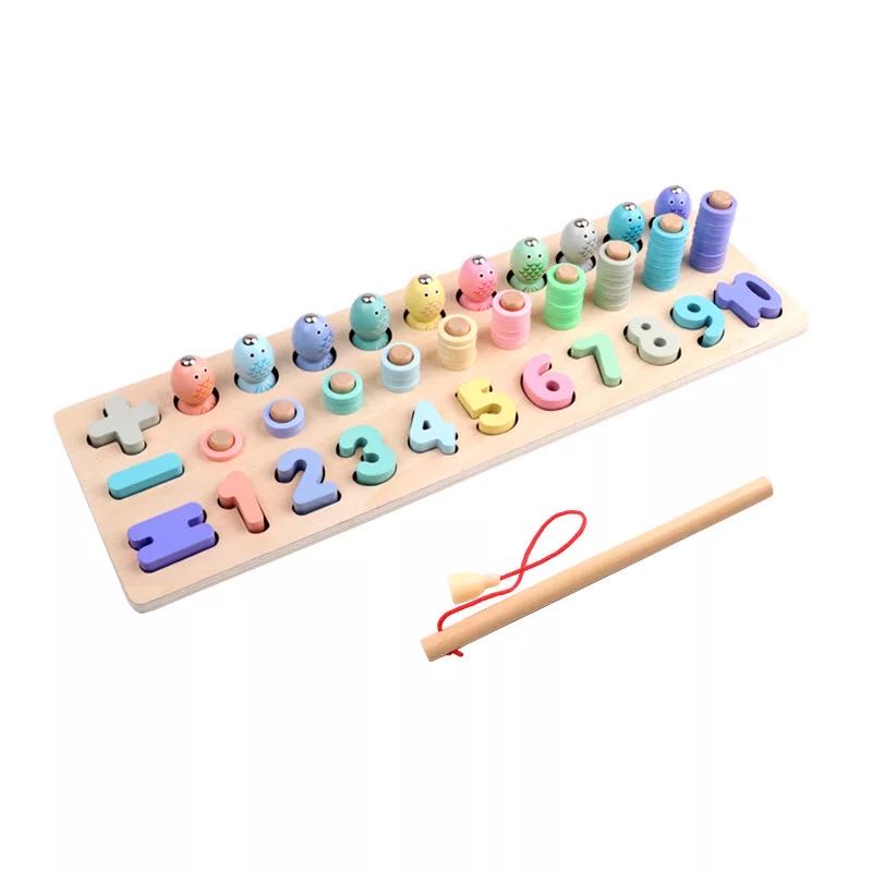 Wooden Number Counting Board- Number and Fishing-Mathematics Educational Toys