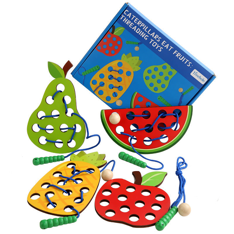 Wooden Caterpillars Eat Fruits Threading Toys - Best Fine Motor Skills Toys