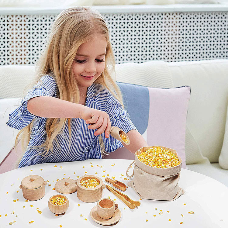 Wooden Tea and Utensil Set - Fine motor skills toys