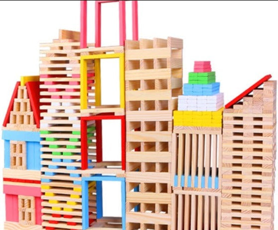 150 Pieces Wooden STEM Building Blocks - Best Open Ended Wooden Toys