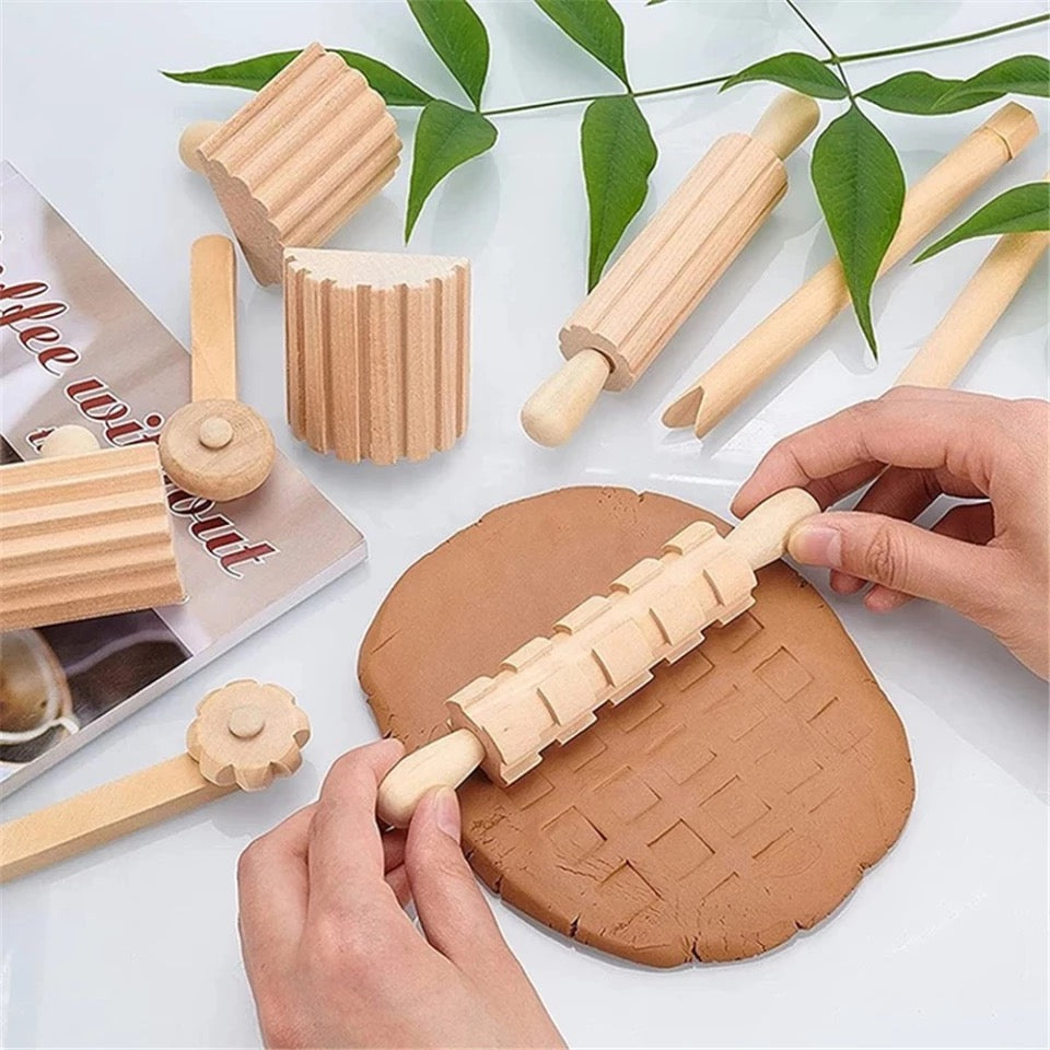 12 Wooden Rolling Pins - Fine motor skills toys