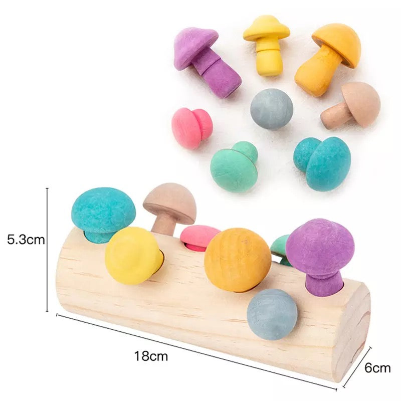 Wooden Mushroom Game- Fine motor skills toys