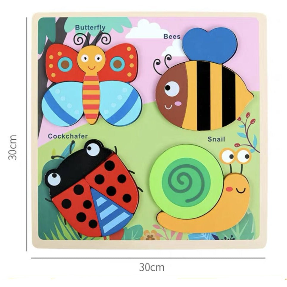 Wooden Large Building Puzzle Set Of 4 - Fine Motor Skills Toys