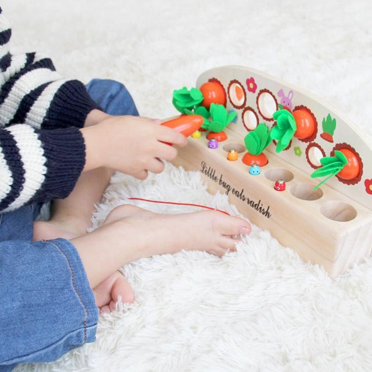 Wooden Carrots & Magnetic Fishing Game - Fine motor skills toys