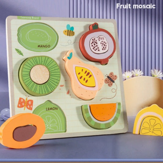 Wooden 3D Fruit/Animals/Tools Puzzle