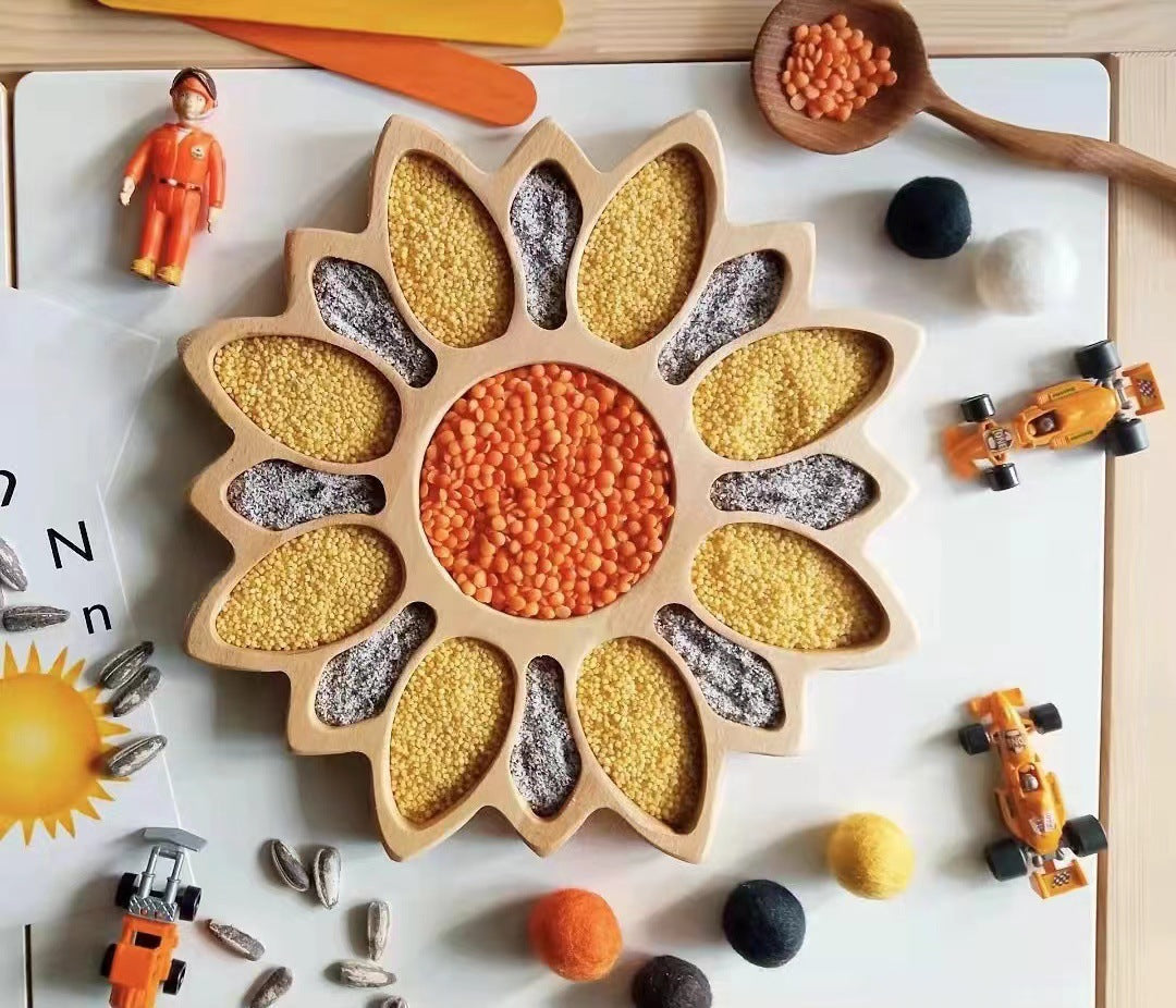 Wooden Sunflower Sensory Play Tray-Open Ended Play