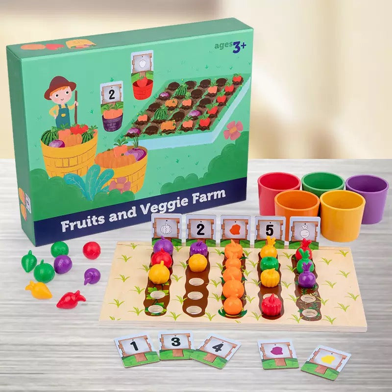 Juego de clasificación y conteo de frutas y verduras - Juguetes de matemáticas