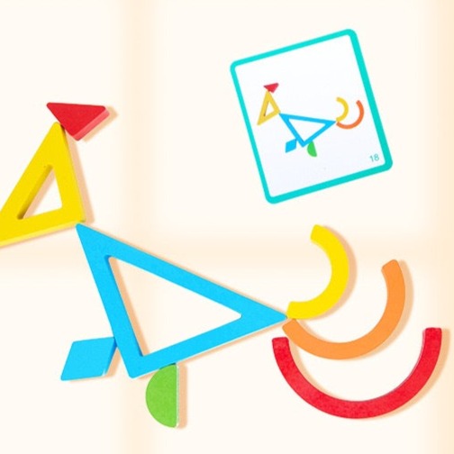 Wooden Rainbow Block Puzzle with Cards - Mathematics through imaginative play